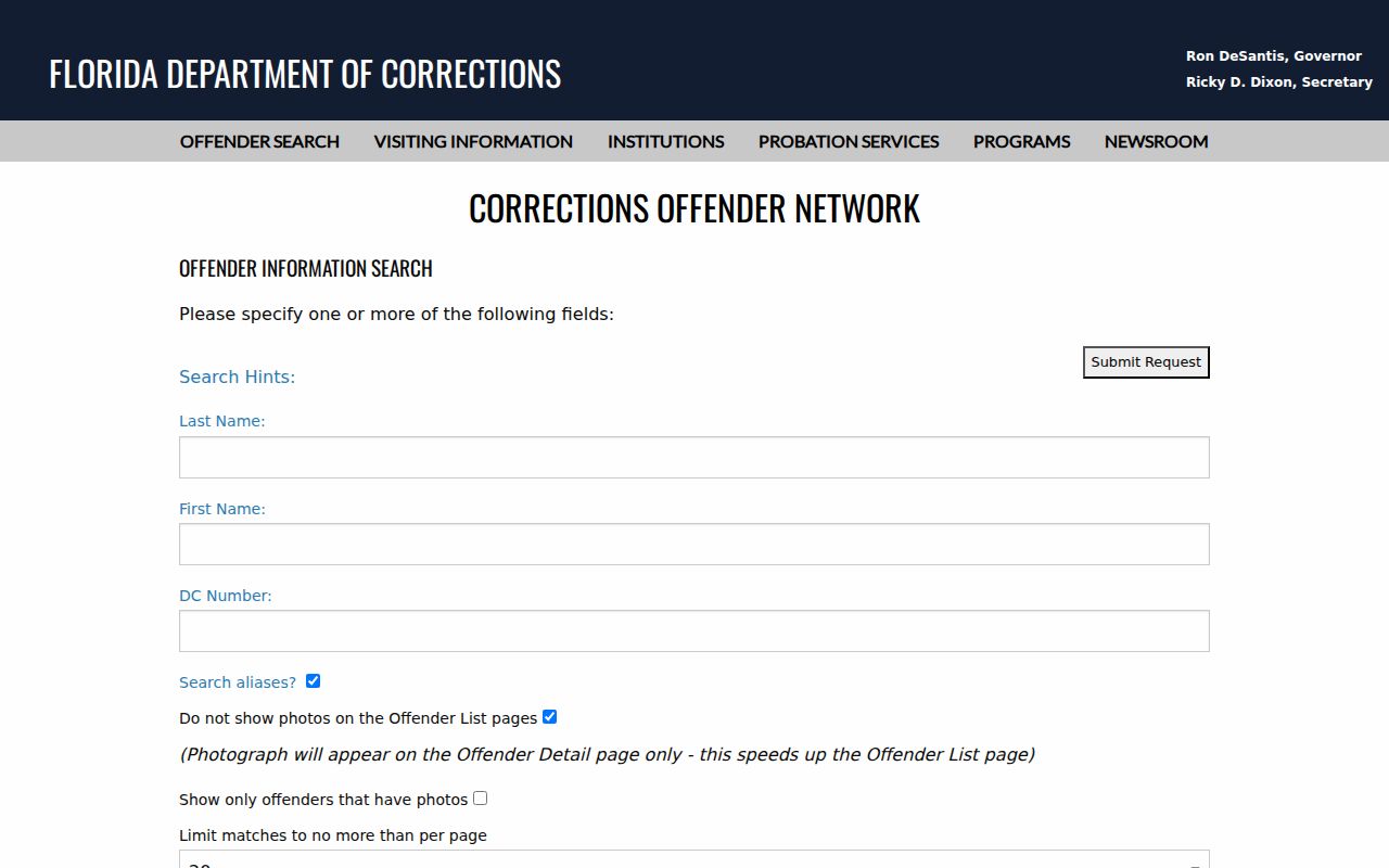 Gilchrist County criminal history FDC Offender Search