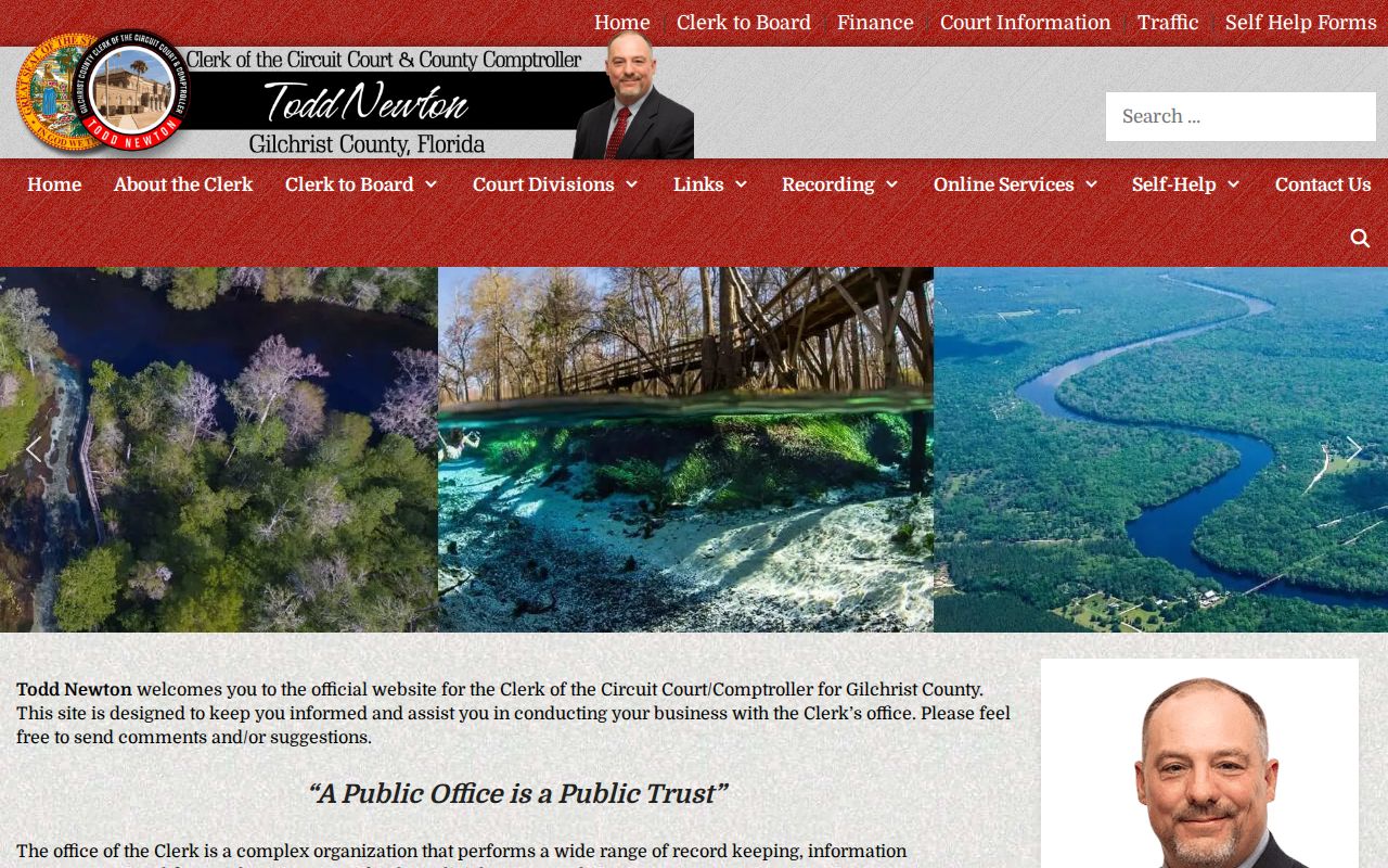 Gilchrist County criminal history clerk homepage notices